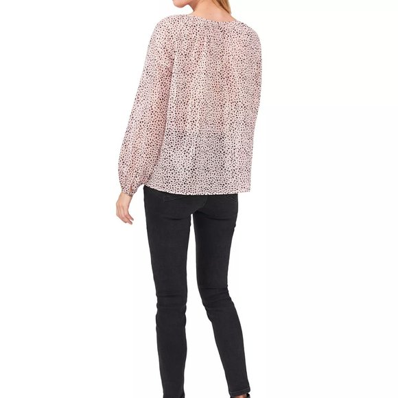 VINCE CAMUTO Animal Print Long Sleeve Peasant Top, Size S, New With Tag - Picture 4 of 6